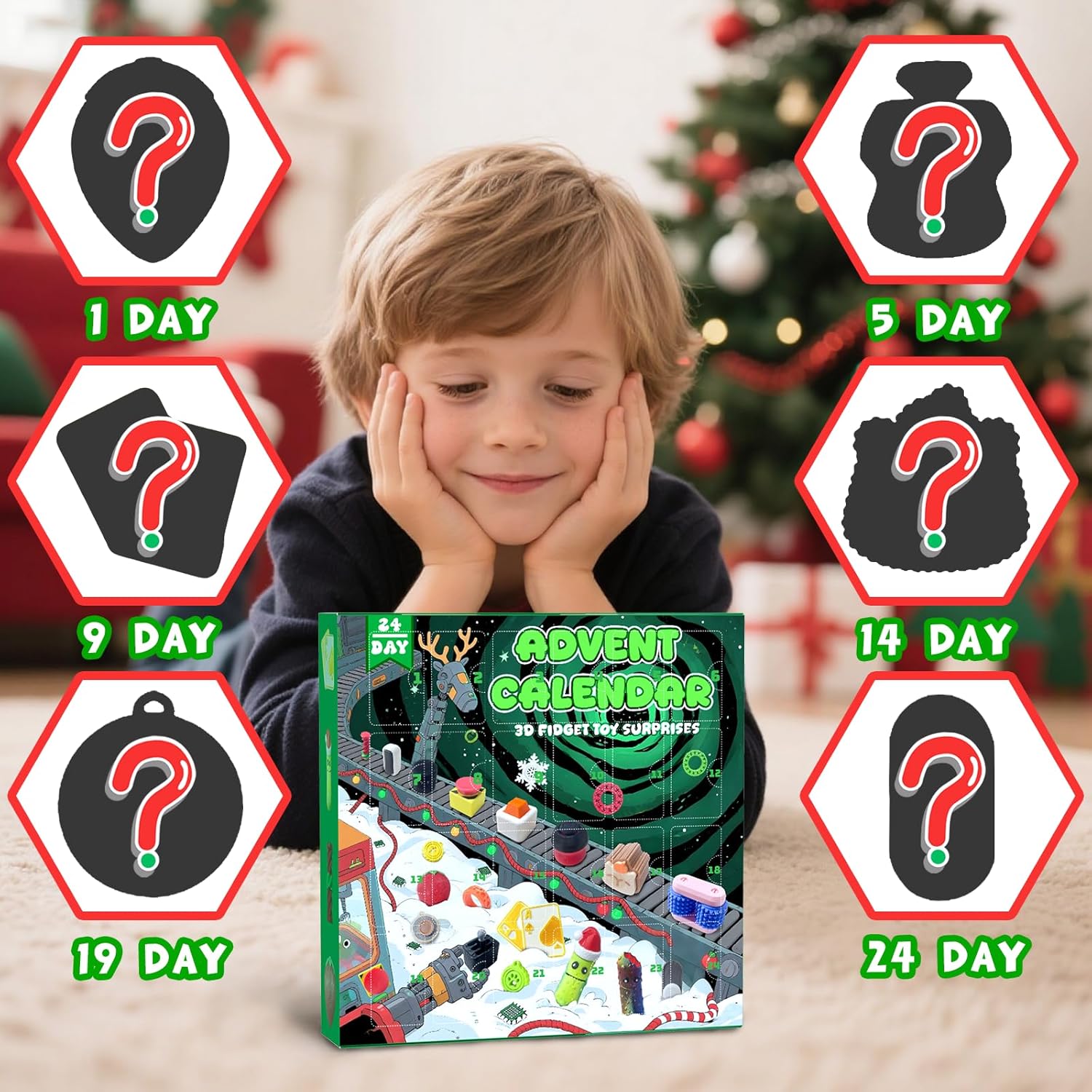 3D Printed Fidget Advent Calendar 2025 – 24 Days of 3D Printed Stress Relief Fidget Toy Set, Sensory Toys for Kids with Autism, Christmas Countdown Calendar for Kids & Adults - Image 4