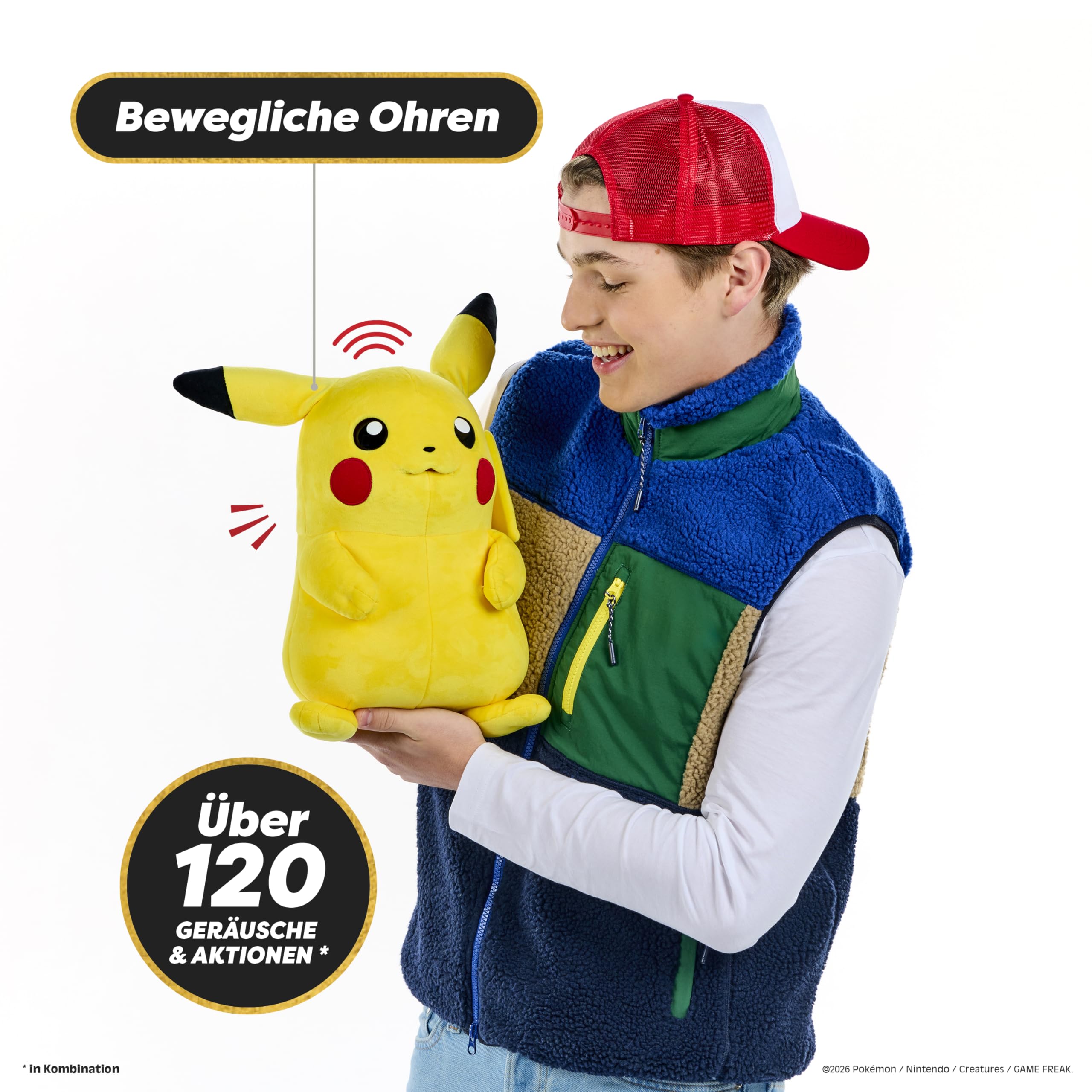 Wow! Stuff Pokémon Pikachu Puppetronic by RealFX I Interaktive Handpuppe 40 cm I 120+ Geräusche & Aktionen I Beweglicher Mund, leuchtende Wangen, blinzelnde Augen, bewegliche Ohren I ab 8 Jahren