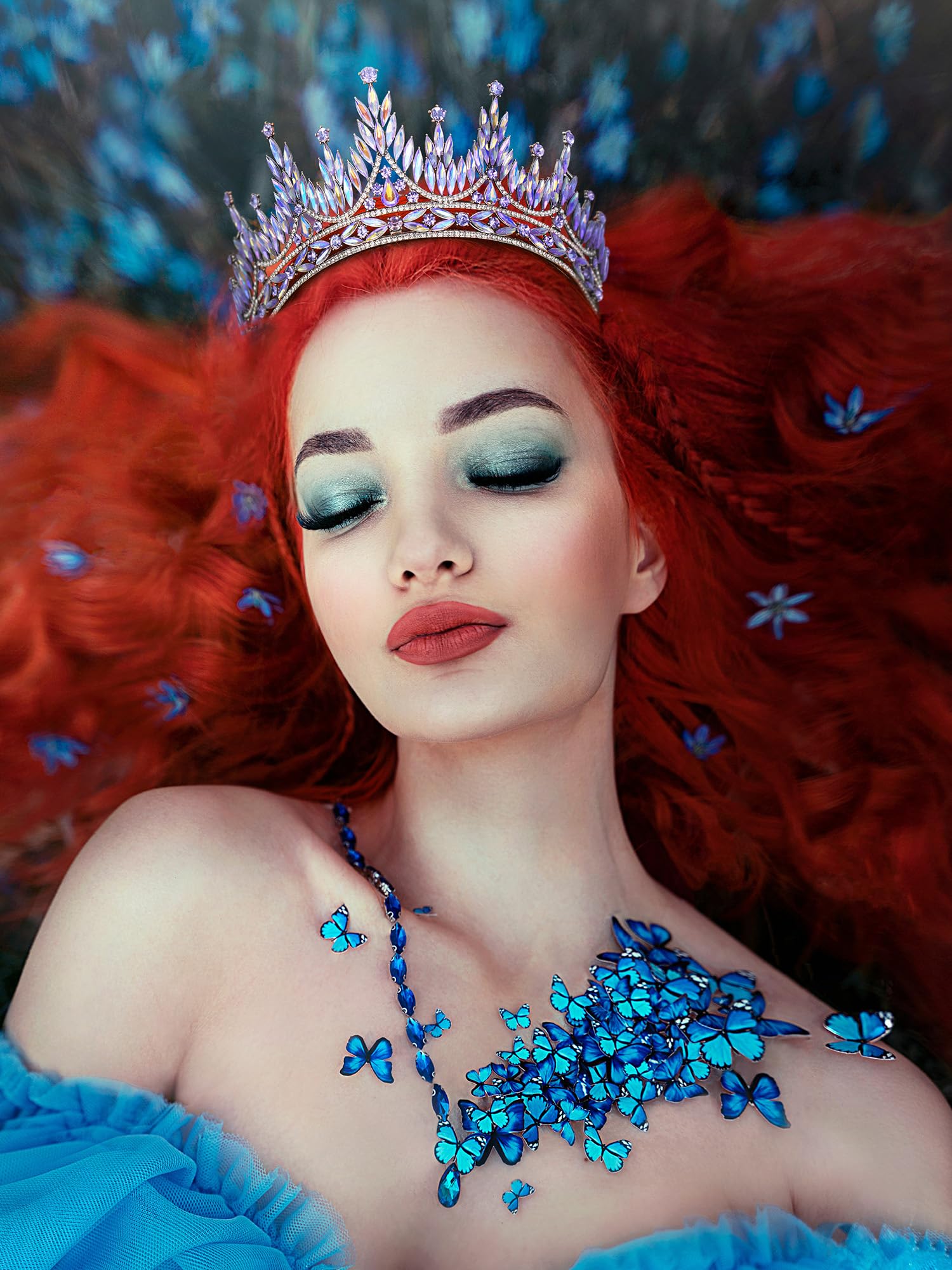 SWEETV Tiaras and Crowns for Women, Wedding Tiara for Bride, Rhinestone Queen Crown, Crystal Costume Hair Accessories for Birthday Prom Quinceanera Celebration: Purple Aurora Borealis