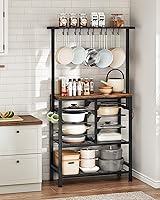 Choezon Pots and Pans Organizer Rack - Multi-Tier Standing Baker's Rack with Wood Top, Ample Storage for Cookware, Rustic Brown/Black TPR60BF