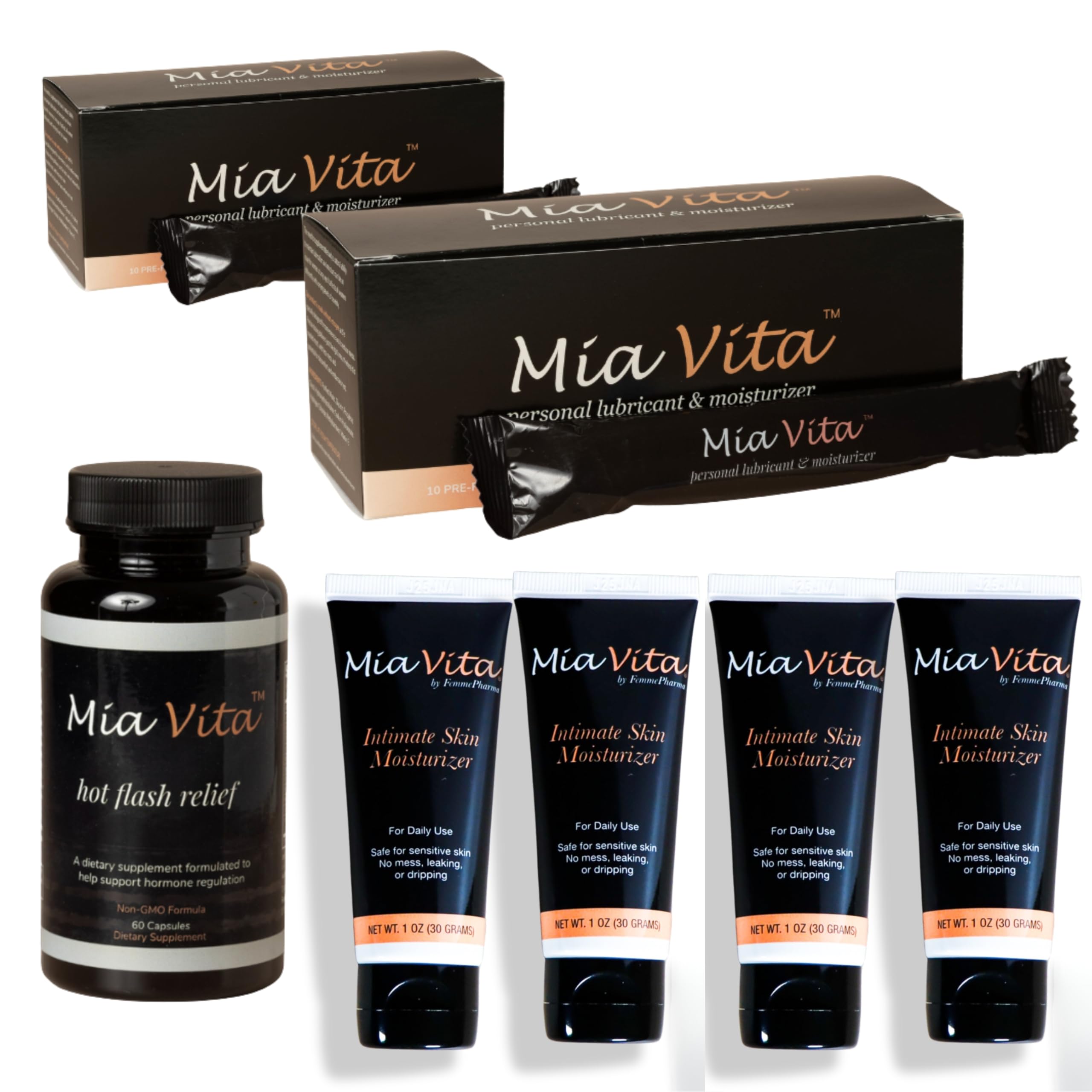 FEMMEPHARMA Mia Vita Bundle Of Vulvar Dryness Gel Tube Moisturizer and Pre Filled Vaginal Dryness Moisturizer applicators Hot