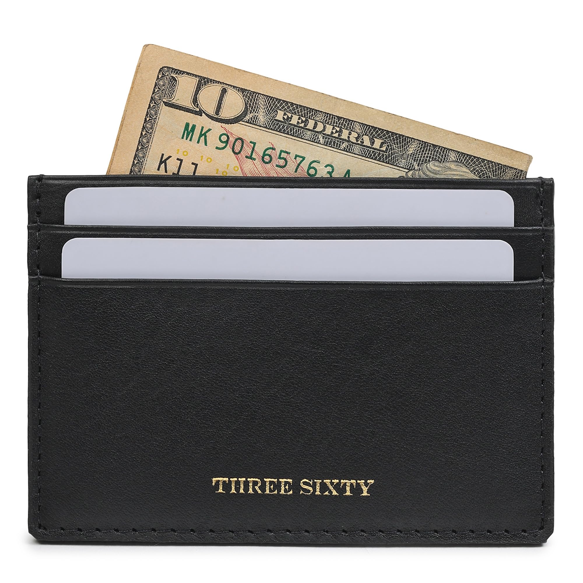 three sixty the leather life Slim Leather Credit Card Holder Wallet | ATM Card Holder for Men and Woman (Weston Black)-picture-4