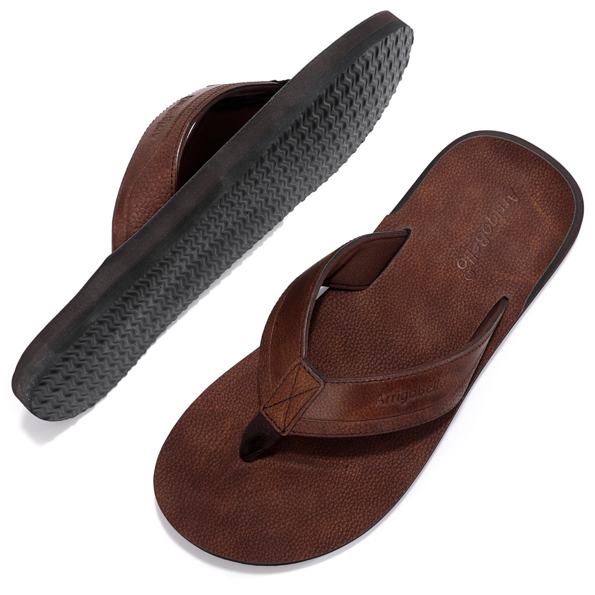 ARRIGO BELLO Flip Flops Herren Zehentrenner Leder badelatschen Sommerschuhe Rutschfest Flipflopsandalen Größe 41-46