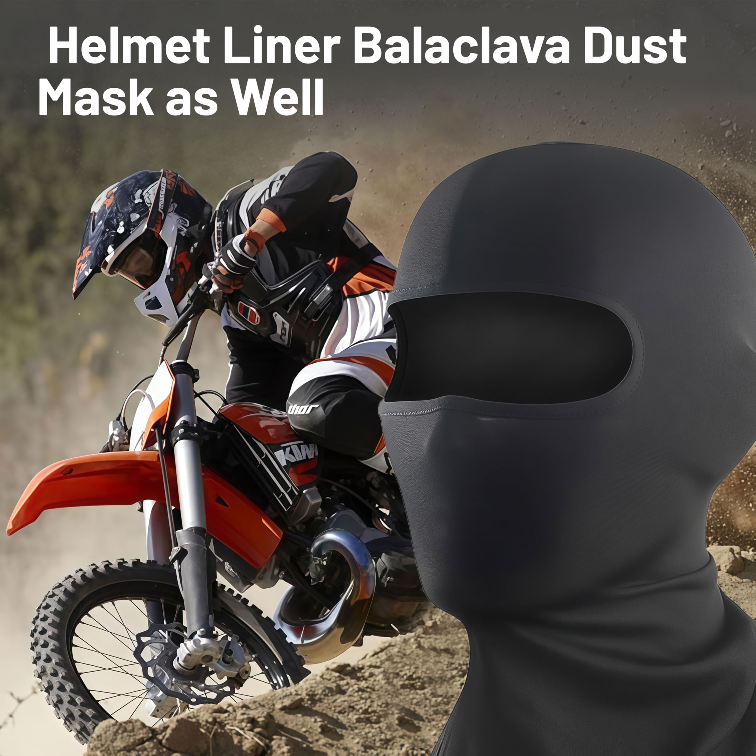 pasamontañas, 6 Piezas máscara de Moto para Verano e Invierno, máscara de esquí Negra