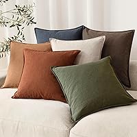 Vista 181 de Foindtower Paquete de 2 fundas de almohada decorativas de lino y liso, funda de cojín decorativa suave, estilo bohemio campestre para silla, sofá