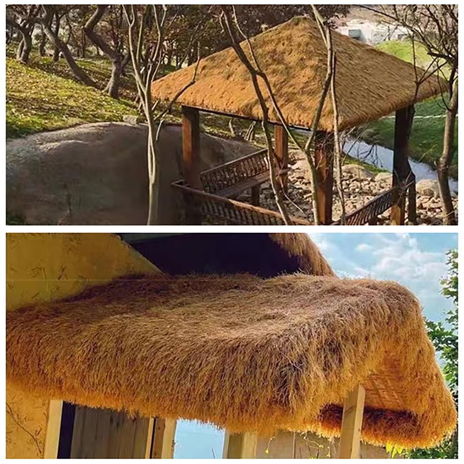 Syntetyczny dach z trawy strzechy, sztuczna meksykańska rolka słomy, baru, chatki, trawa, łódź, słomiany dach, strzecha, do baru, chaty, patio, basenu, na plażę i do baru, dekoracja (1 x 9 m)