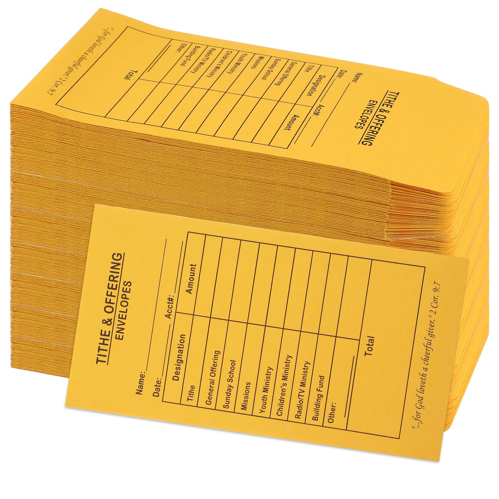200 Pcs Church Offering Tithe Donation Envelopes 6.5 x 3.5 Inch Golden Paper Tithes and Offering Envelopes for Church Tithing Checks and Cash