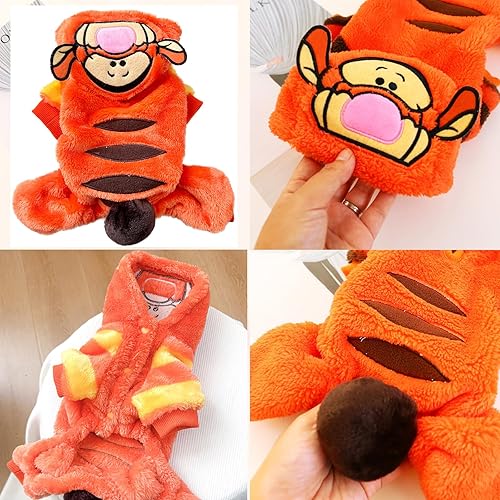 Miniatura 3 de AIHANCH Disfraz de tigre para perro, ropa de terciopelo suave para perro, sudadera con capucha para perro, divertido disfraz de Halloween para