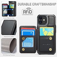 Vista 5 de Vinich Funda tipo cartera para iPhone 11 con soporte para tarjetas, bloqueo RFID, ranuras de crédito, función atril, a prueba de golpes, para Negro