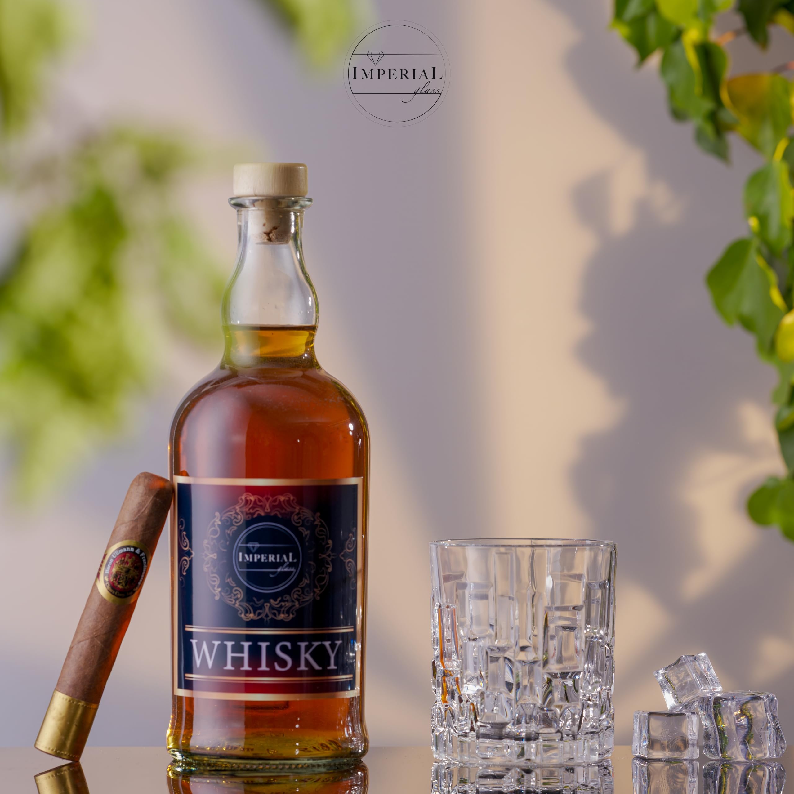 Szklanki do whisky 330 ml, zestaw 6 sztuk, ze szkła kryształowego, ze strukturą reliefową i masywnym dnem, nadają się do mycia w zmywarce