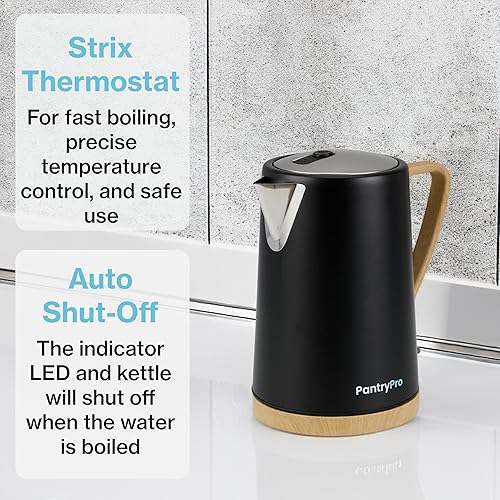 Miniatura 4 de PantryPro Hervidor eléctrico de ebullición rápida de 1.7L 1500W - Interior de acero inoxidable - Apagado automático, protección contra hervir en
