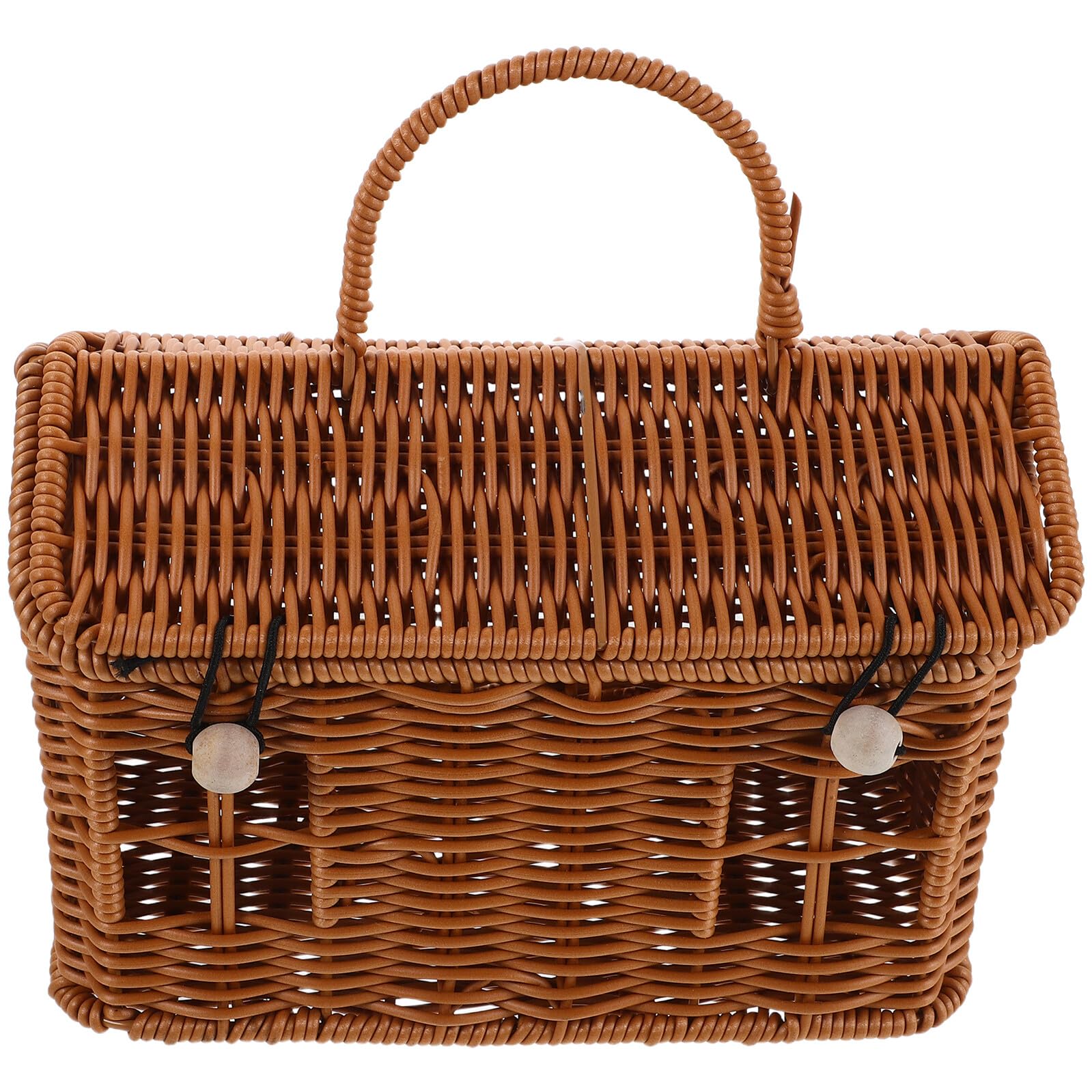 DECORNIJIA Cesta de Rattan Trenzado con Asa Diseño de Casa Cesta Ligera y Estable para Dulces Galletas y Regalos Bodas Fiestas Navideñas y Showers