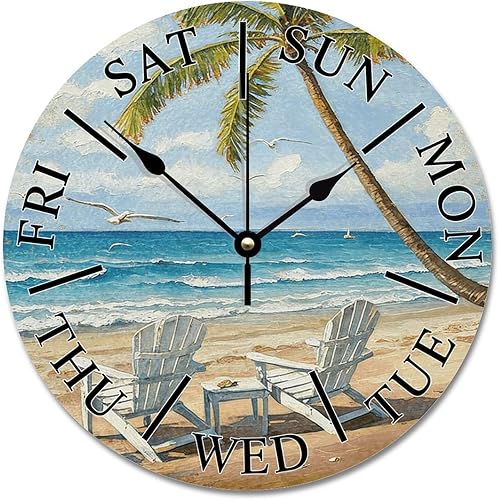 Miniatura 24 de Rv There Yet - Reloj de pared grande de madera de 10 pulgadas, funciona con pilas, sin tictac, para sala de estar, cocina, dormitorio Rv allí todavía