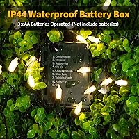 Vista 3 de Luces de Navidad a pilas Brightown, paquete de 2, 18 pies, 50 luces LED transparentes con 8 modos, impermeables, luces para árbol de Navidad