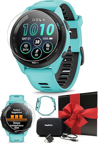 Garmin Forerunner 265 (AquaNegro) Reloj inteligente con GPS para correr  Pantalla AMOLED colorida, métrica de entrenamiento y información de