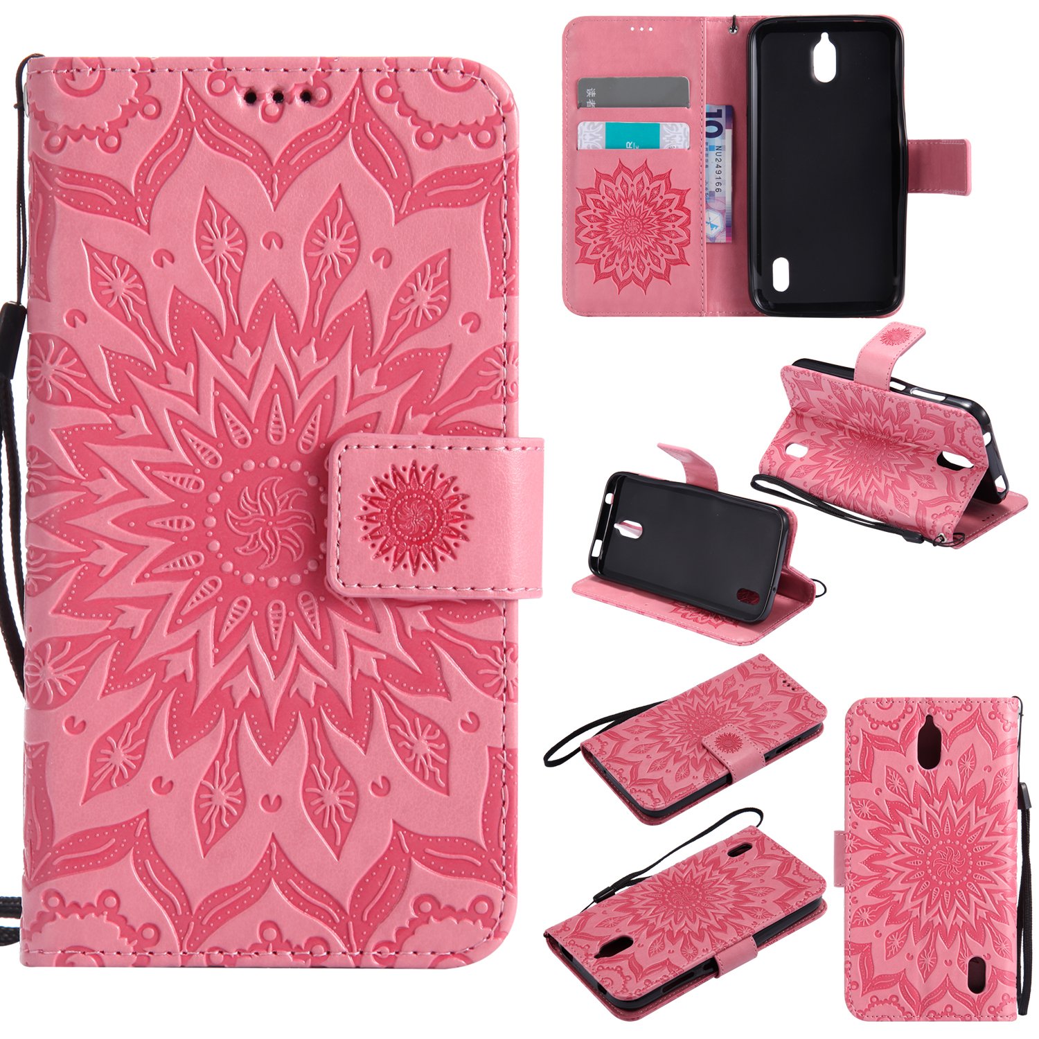 COZY HUT For Huawei Y625 Case [Pink], PU Leather Sunflower Design with Kickstand Function and Card Slot Slim Flip Case For Huawei Y625 (5,0 Inch) - Pink