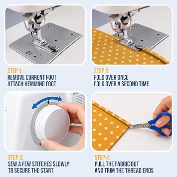 Rolled Hem Presser Foot [6 Sizes] Wide Rolled Hem Foot Set & Narrow Foot Hemmer Set For Brother, Singer & Janome Low Shank Sewing Machines. Hemming Pressure Feet With Distinctive Wide and Narrow Sizes