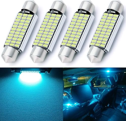 Vista 29 de 4 PCS Bombillas LED CAN-Bus Sin Errores 6418 6411 6461 DE3425 C5W Festoon 36MM 1.5" Ultra Blue 3014 27-EX Chipsets para Luces Interiores