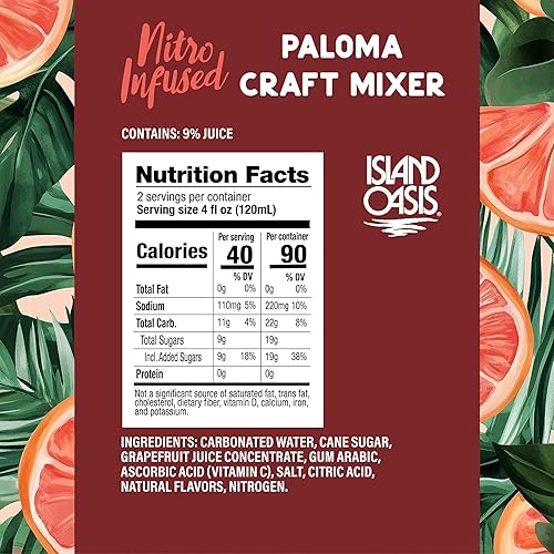 Miniatura 2 de Island Oasis Nitro - Mezclador artesanal Paloma con infusión de nitro, 8.4 onzas líquidas, paquete de 4, mezclador sin alcohol y sabor natural