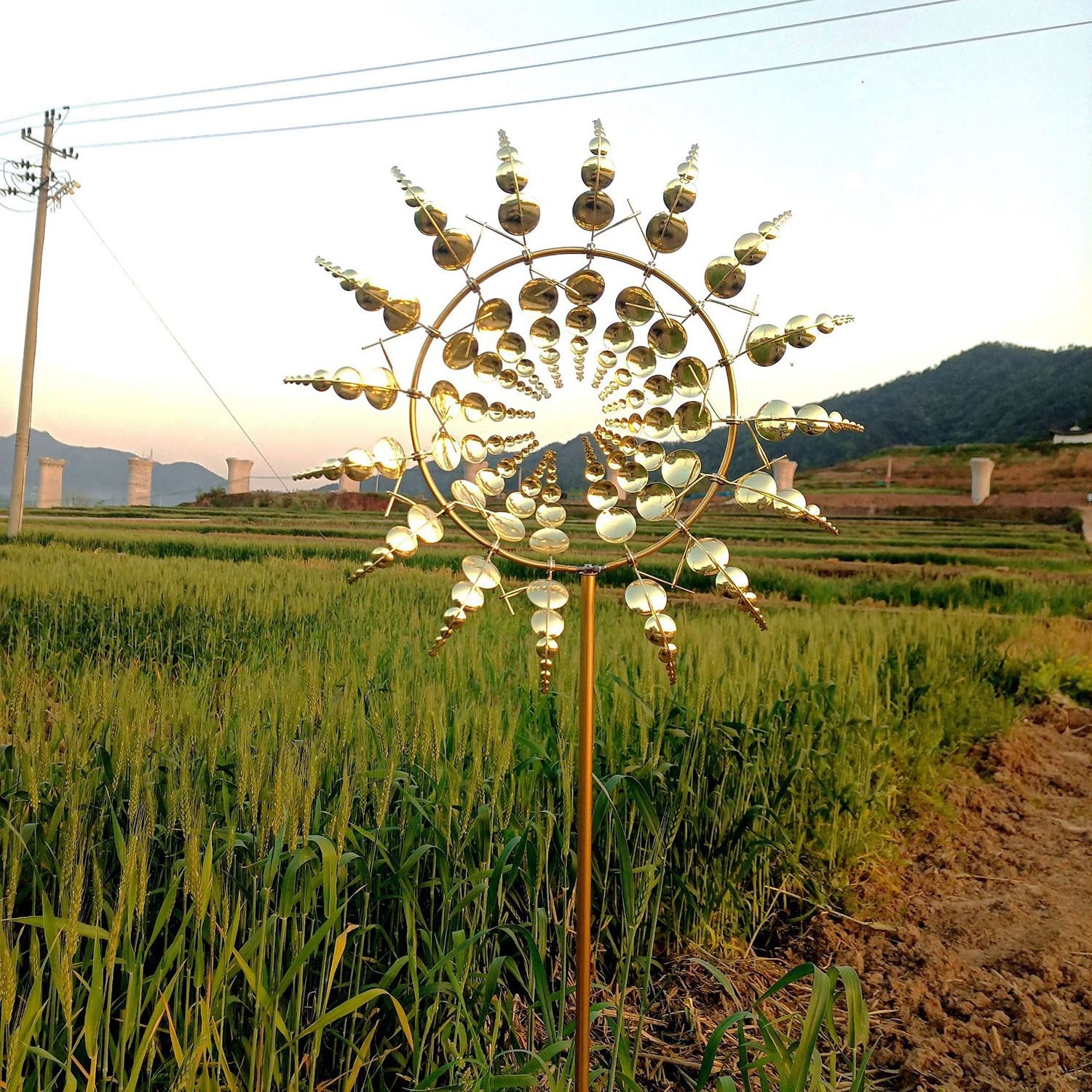 SUOMO Magical Metal Windmill, 3D Metal Wind Sculptures Spinners, Magic Metal Kinetic Sculpture Wind Catchers