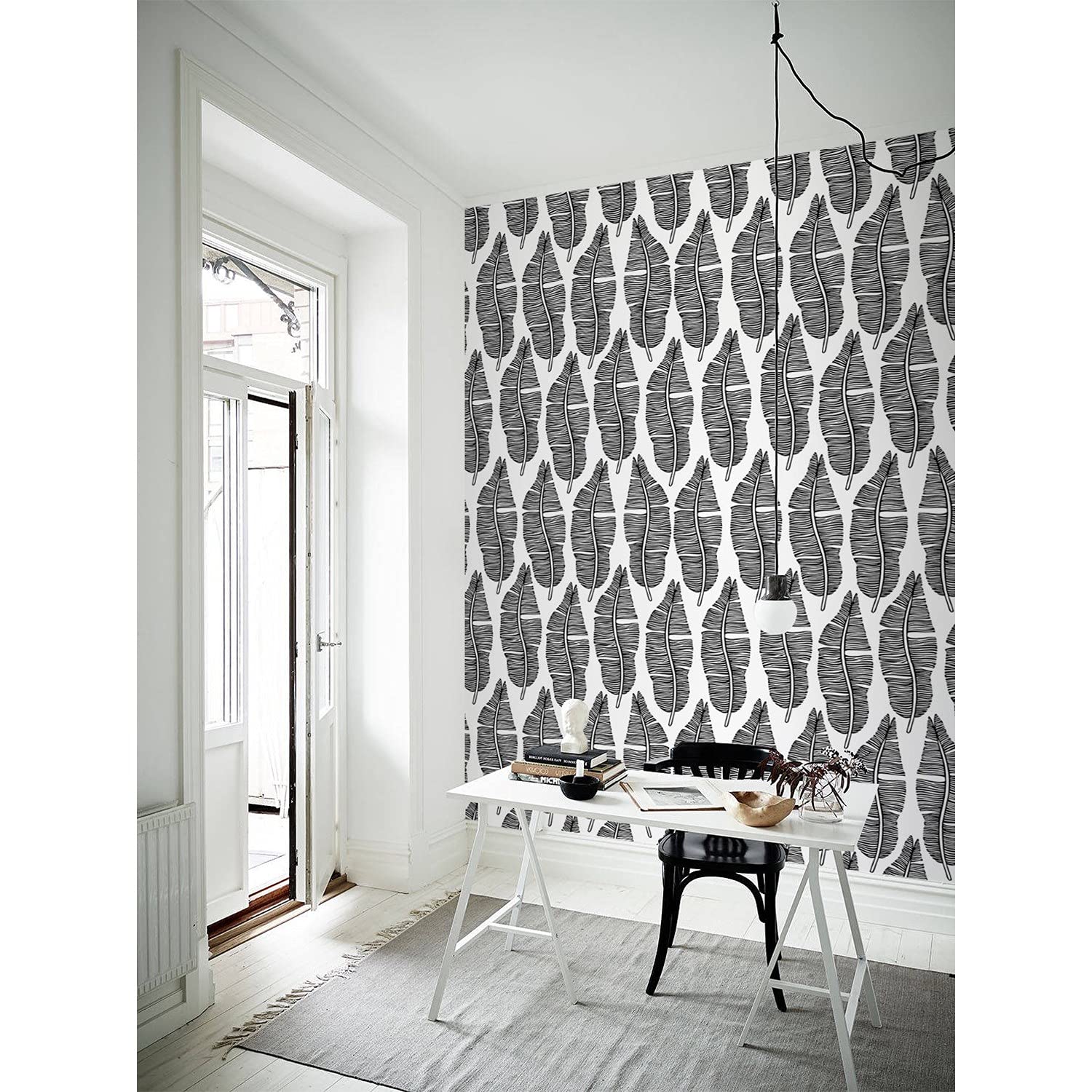 Papier peint latex feuilles de palmier 290x290 cm pour rénover sans peindre