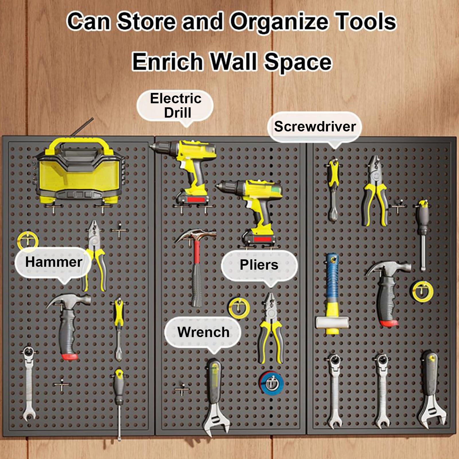 Panneau perforé en métal pour garage et rangement d'outils à la maison, 10 crochets inclus, 78,7 x 99,1 cm, idéal pour l'artisanat, le bureau, la cuisine, l'organisation durable blanc