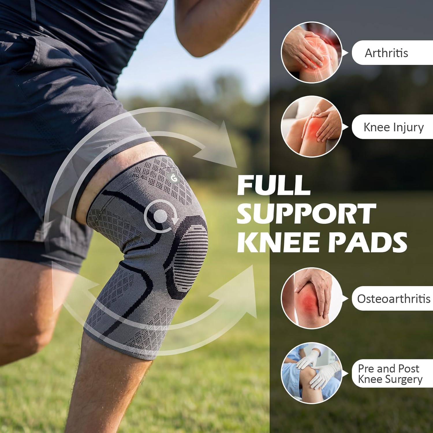 GOOGAH Knee Compression braces 1-Pack - Pain Relief Support for Arthritis, ACL & Meniscus Tears | Breathable Nylon Knee Sleeves for Men & Women | Sizes XXS-2XL