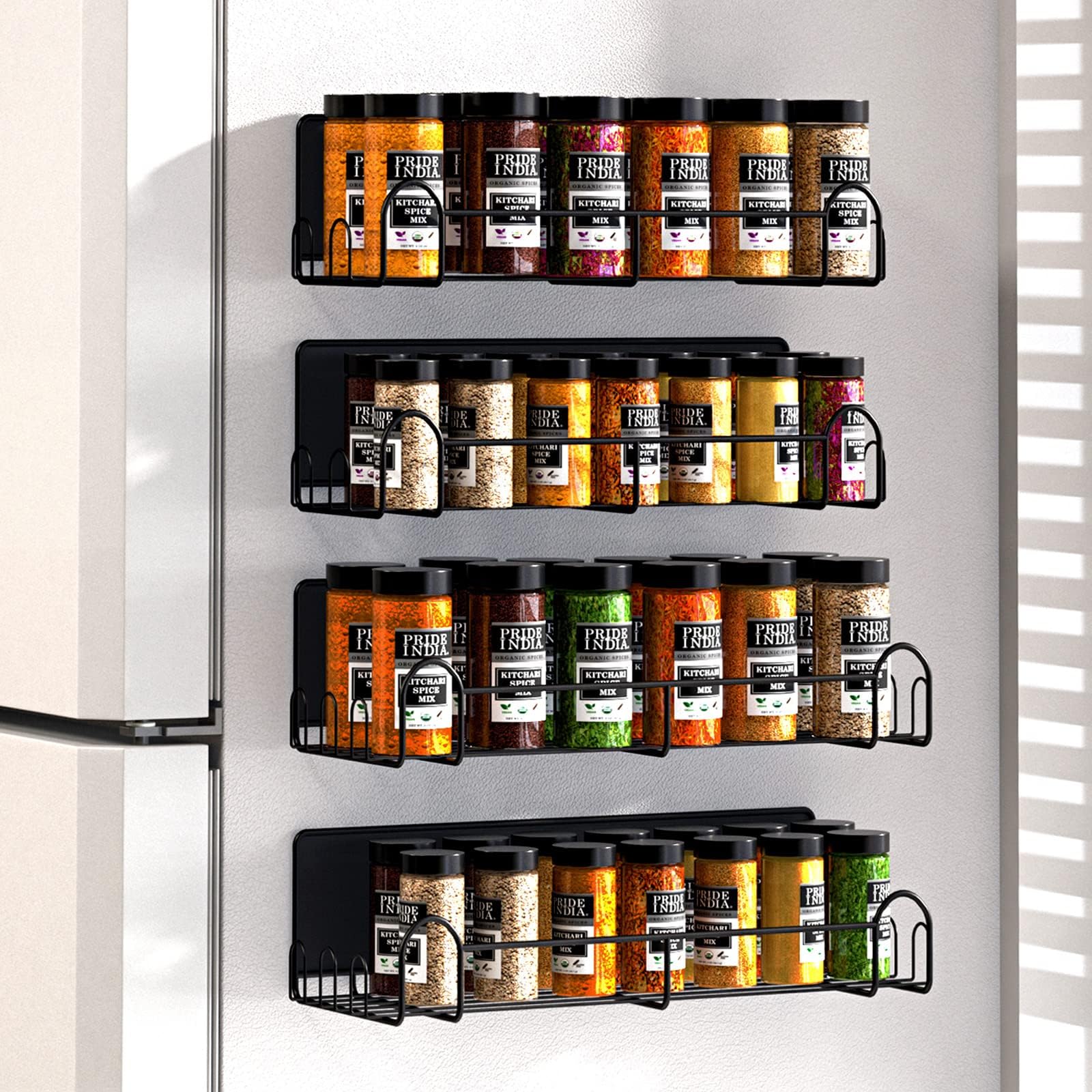 4 Pack Spice Rack for Refrigerator, Next to Fridge