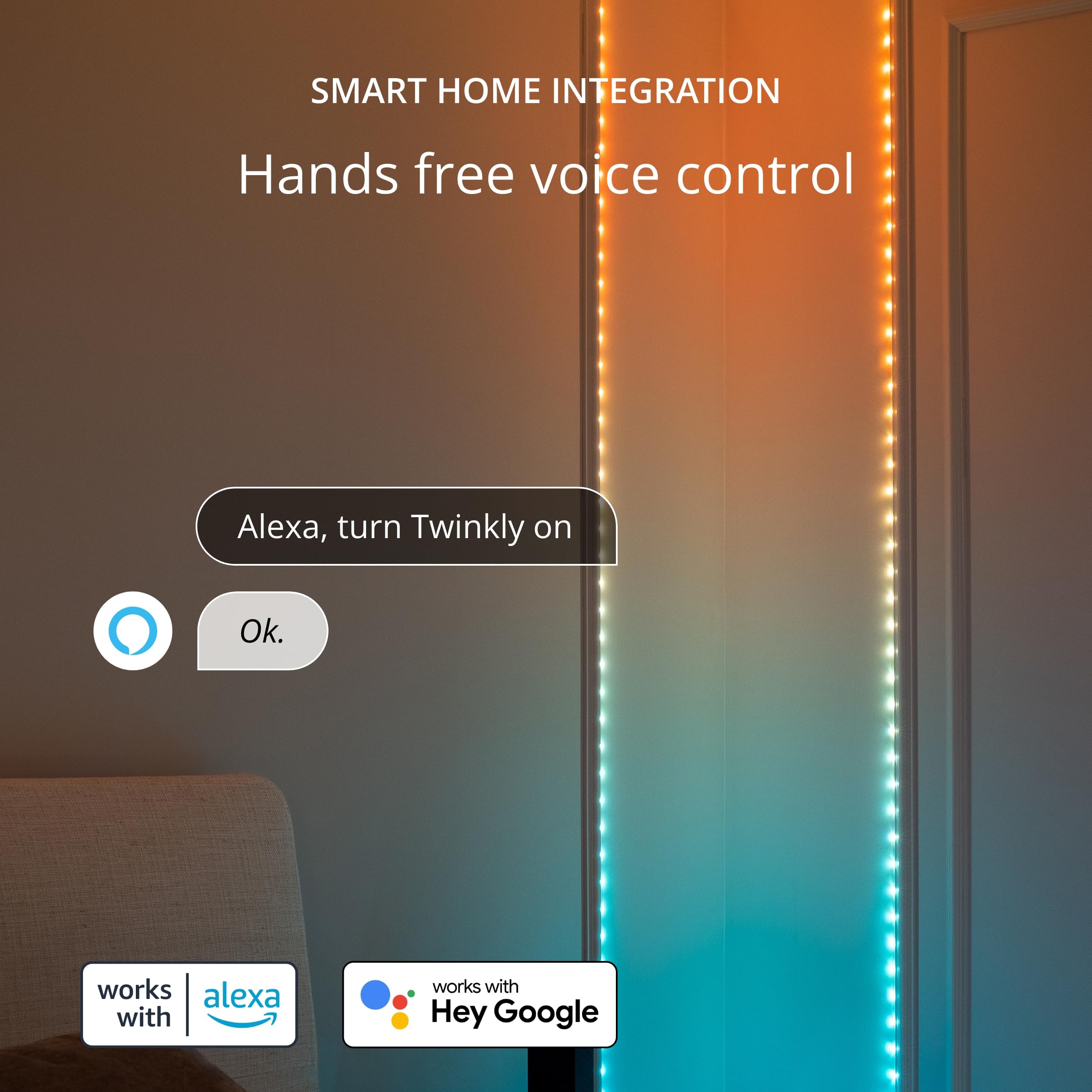 Twinkly Dots – App-gesteuerte LED-Lichterkette mit 60 RGB (16 Millionen Farben) LEDs. 3 Meter. Transparenter Kabel. USB-gespeist. Innen Smart Home Dekoration Licht, TWD060STP-T