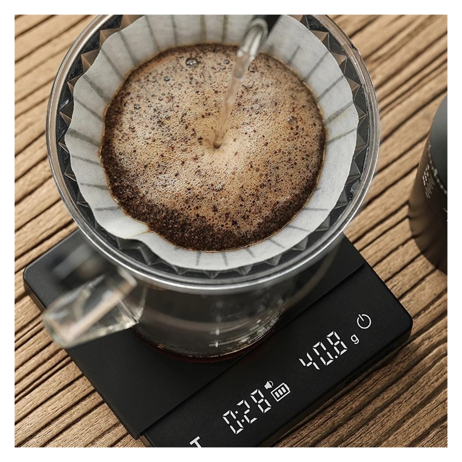 Bascula de Cocina, Báscula de café inteligente con temporizador, báscula de cocina de alta precisión, báscula for café de goteo, báscula for espresso, herramienta de barista for el hogar(Black2.0)