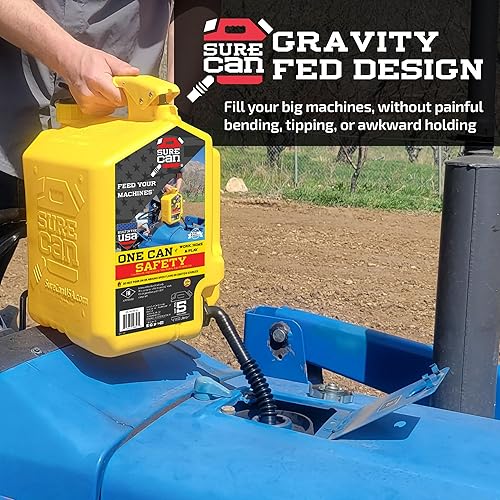 Miniatura 6 de Surecan Lata de seguridad tipo II de 5 galones – Boquilla giratoria flexible, tanque sin derrames, autoventilación, gatillo de pulgar y bidón