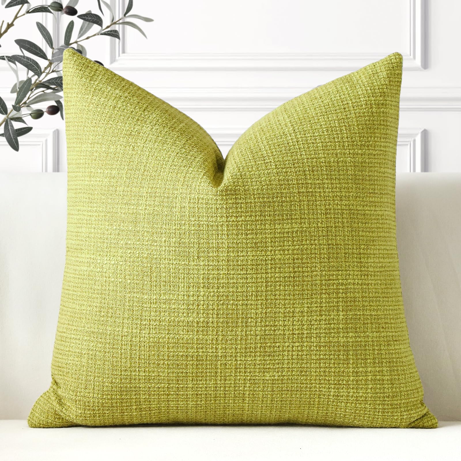 Artscope Linen Cushion Covers Set of 1 Decorative Square Pillowcase Pillow Cover 22x22 Inch for Home Decor Sofa Bedroom Car 55x55cm Sage Green