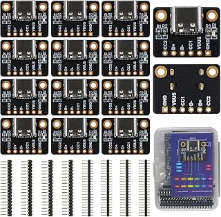 USB C Breakout Board DIP with 5.1K Resistors for ESP32, 12-Pack
