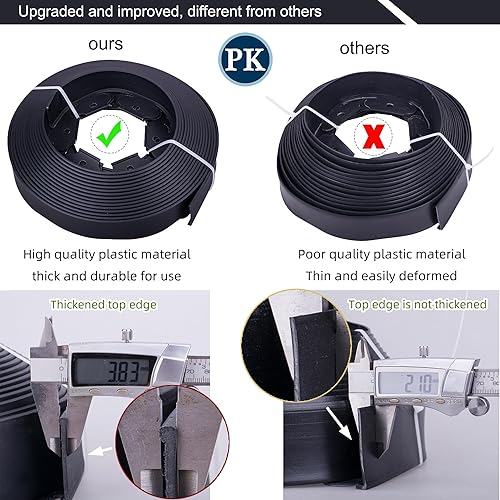 Miniatura 6 de Borde de jardín, borde de paisaje de 80 pies con 100 picos para césped de 2 pulgadas de alto (negro, 80 pies)