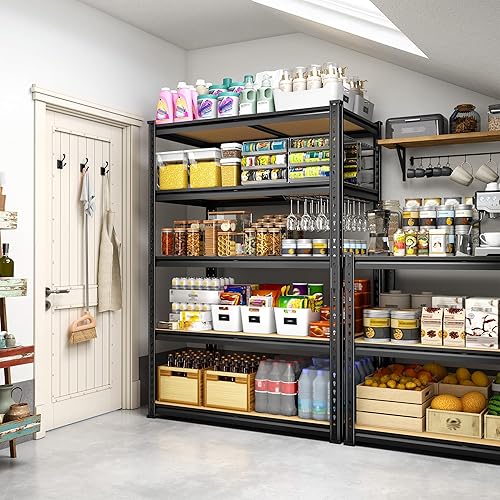 Miniatura 7 de Estantes de almacenamiento de 5 niveles, estantes de despensa ajustables de 1980 libras, estantería de metal para cocina, despensa, armario,