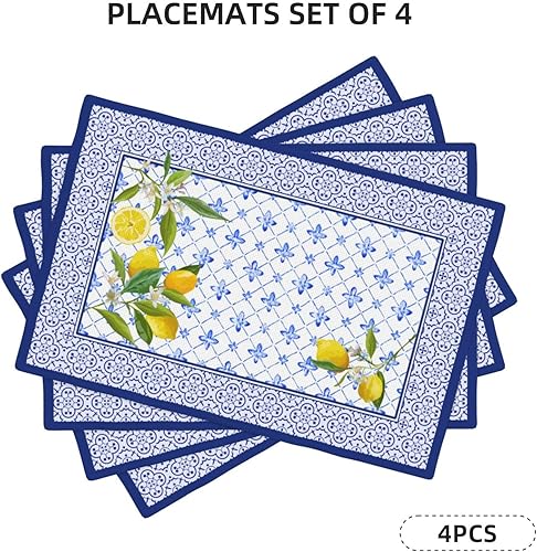 Miniatura 2 de Juego de 4 manteles individuales de lino lavables para cocina, comedor, decoración de mesa