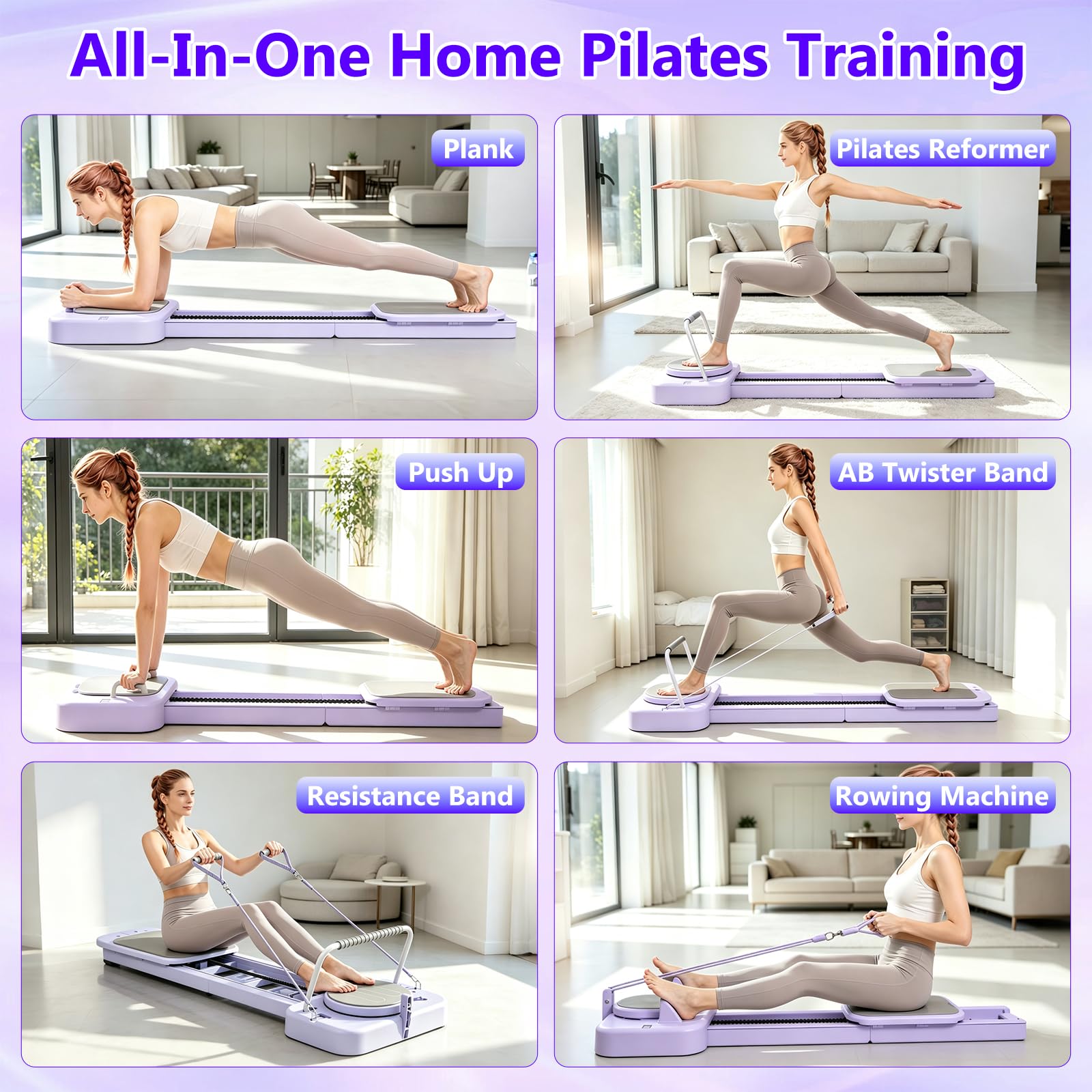 Tabla de pilates para el hogar, tabla reformadora de pilates con caja de