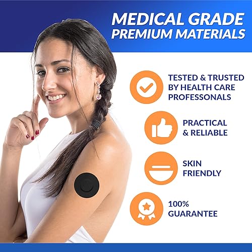 Miniatura 5 de OhmRx Freestyle Libre 2 fundas de sensor impermeables  Paquete de 25 parches adhesivos de color negro para libre  Free Style Libre Patch Covers dura