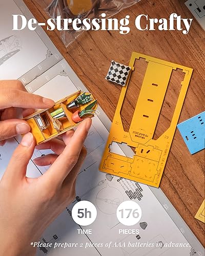 Miniatura 5 de Rolife Kit de rincón de libros de madera de 9.5 pulgadas, kit en miniatura de casa de jardín con sujetalibros decorativos LED, rompecabezas 3D para