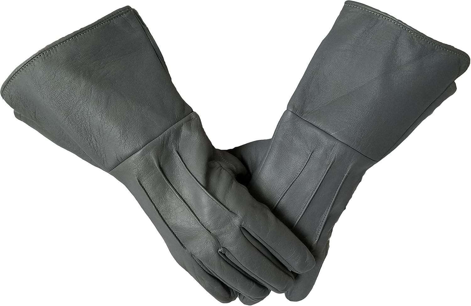 Grey Leather Medieval gauntlet cosplay gloves (X-Large)