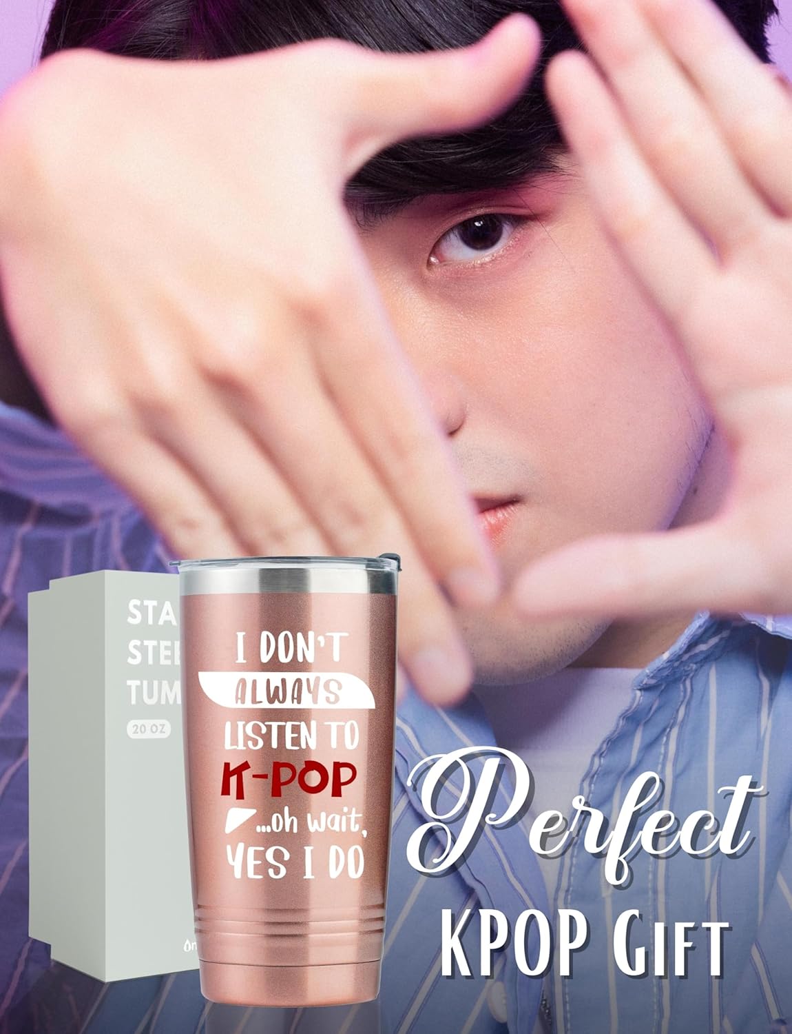 Onebttl Kpop K-Pop Gifts for Teen Girl, Women, Stainless Steel Tumbler with Lid and Straw 20oz/590ml for Korean Pop Lovers, Friends for Christmas, Birthday - Don't Always Listen - Image 7