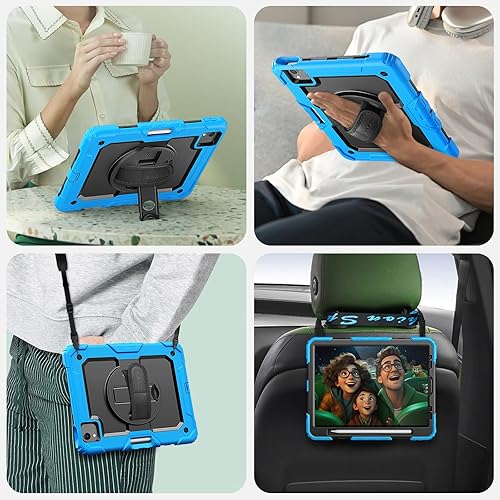 Miniatura 41 de SEYMAC Funda protectora para iPad Air 5ª/4ª generación de 10.9", cuerpo completo a prueba de golpes con protector de pantalla, soporte Negro