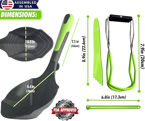 Miniatura 5 de Supa Ant Levantador de tarros y cucharón de conserva, capacidad de 12 pinta, suministros para conservas con levantador de tapa magnético + botón de