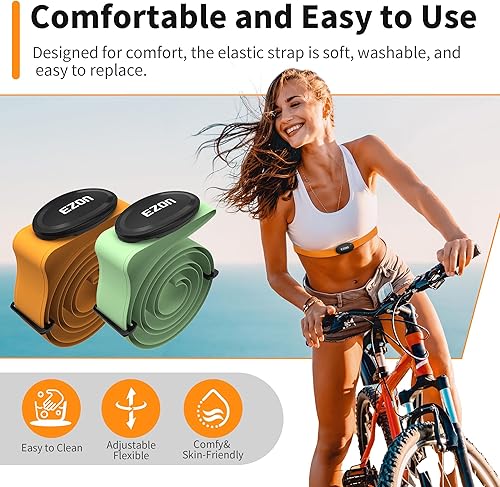 Miniatura 5 de EZON Heart Rate Monitor Chest Strap C009Pro,ANT+& Bluetooth 5.1 Dual Protocol,Up to 400H Battery Life,Compatible with PolarStravaWahooPeloton,Ideal
