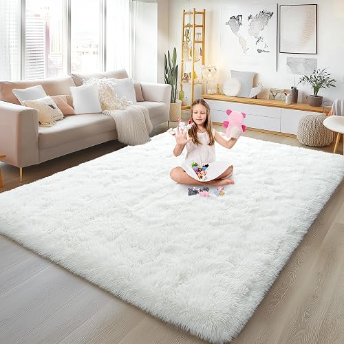 KOGSA 5x7 Cream White Ultra Fluffy Rug