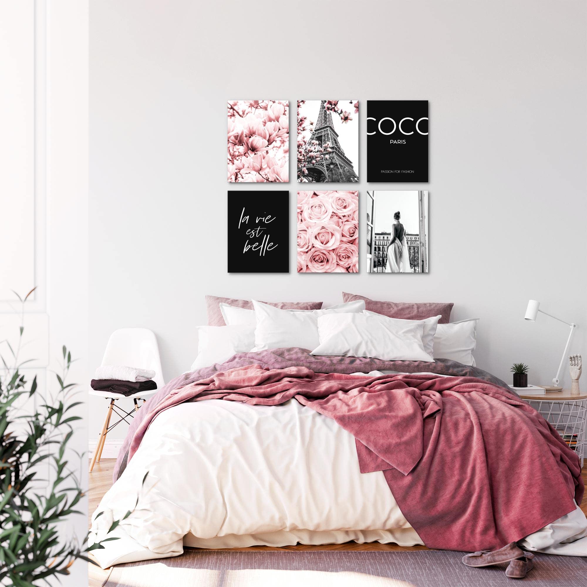 Quadros Decorativos Fashion Paris Moda - Nessuna Cornice Necessaria - Adolescente Stanza Ragazza - Rosa - N008365a