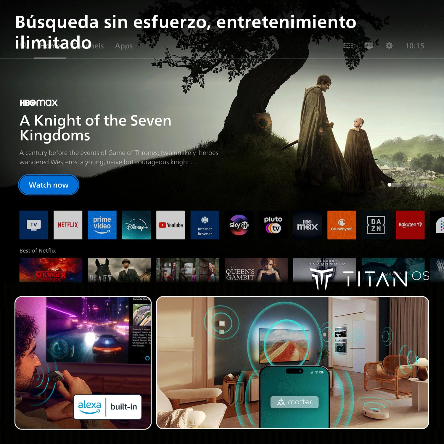 PHILIPS Ambilight TV 65PQS8501/12 65 Inch 4K QLED Smart TV | Pixel Precise Ultra HD, Titan OS, Dolby Atmos Sound
