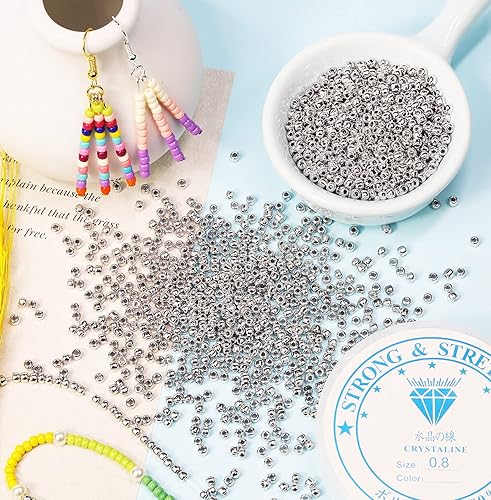 Miniatura 3 de Bala&Fillic Cuentas de semillas de color plateado opaco de 0.118 pulgadas (0.118 in), aproximadamente 3600 piezas3.53 oz en bolsa, cuentas de vidrio