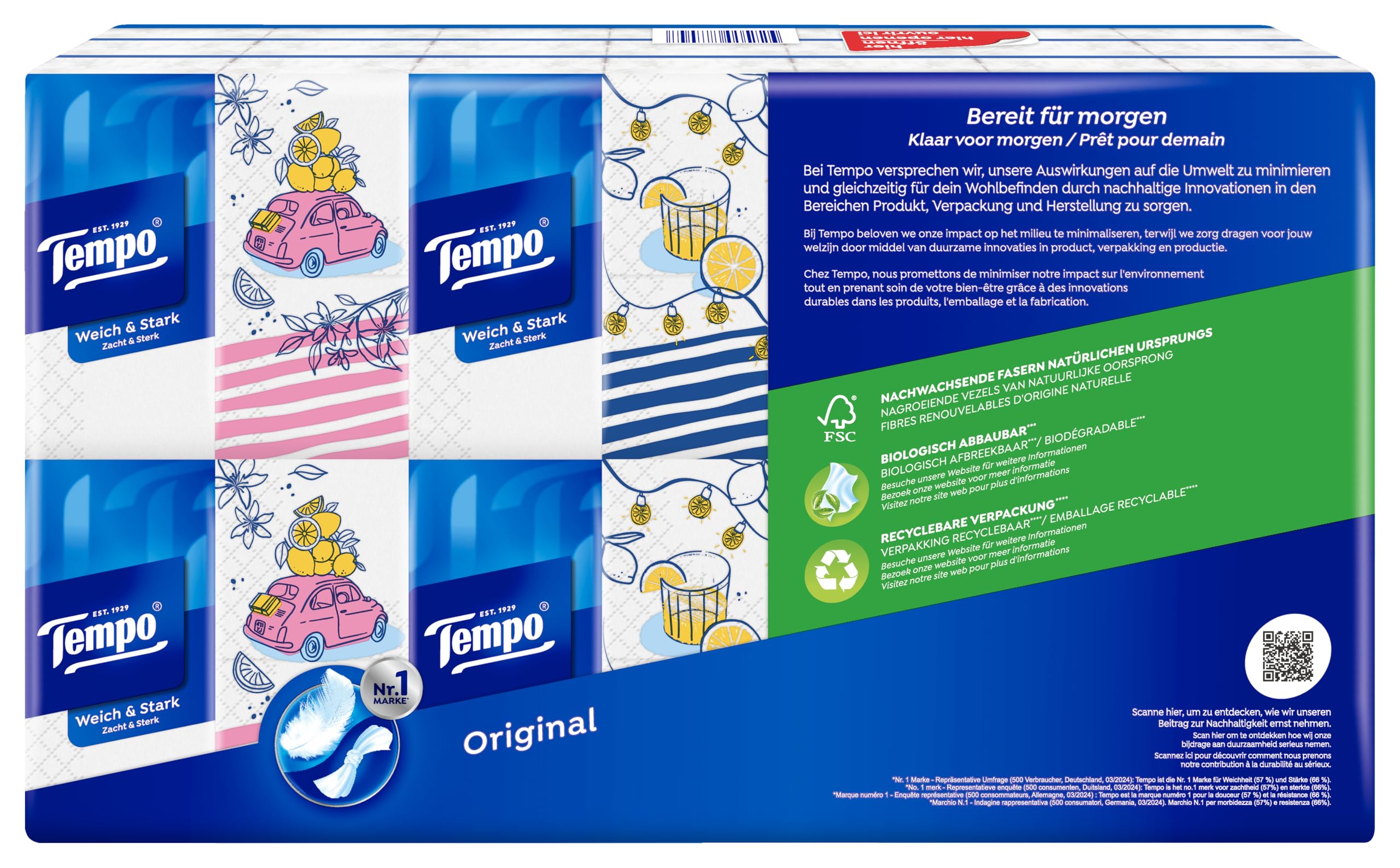 Tempo Taschentuch Taschentuch Original 42x8 Packungen (42x8x10 Tücher), Großpackung, 830318