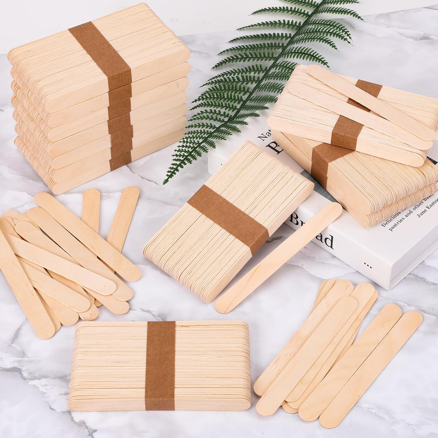 1800Pcs Large Wooden Craft Sticks, 6 Inch Wax Sticks for Hair Removal | Natural Wooden Wax Spatulas Applicator, Popsicle Sticks for Body Hair Removal, Tongue Depressors and Craft Projects